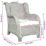 vidaXL Canapé avec coussin Gris Rotin naturel et lin