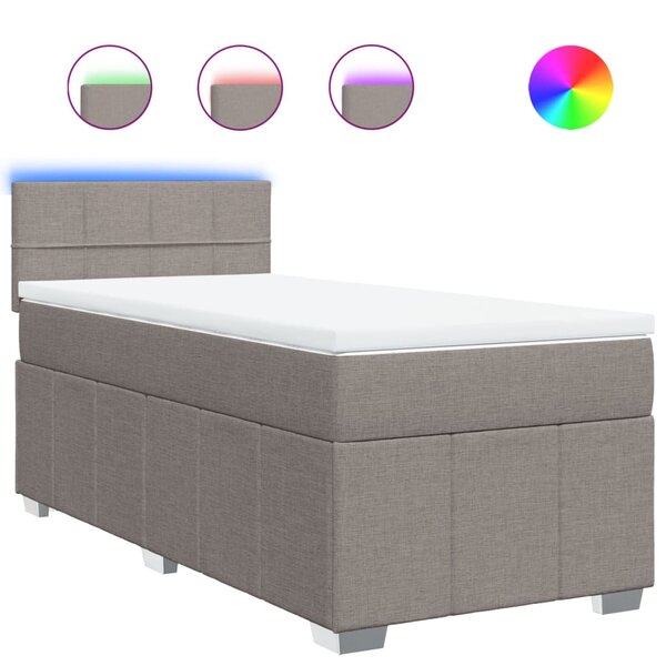 vidaXL Sommier à lattes de lit avec matelas Taupe 100x200 cm Tissu