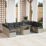 vidaXL Ensemble de canapé de jardin 11 Pièces Gris clair Poly rotin