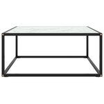 vidaXL Table basse Noir avec verre marbre blanc 80x80x35 cm