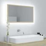 Vidaxl miroir led de salle de bain chêne sonoma 80x8 5x37 cm aggloméré