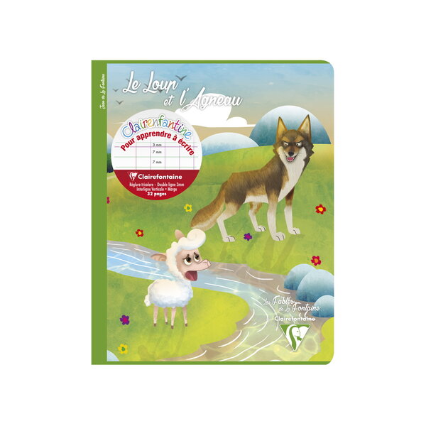 Cahier D'Ecriture Double Ligne - 17 x 22 cm - Le Loup Et L'Agneau