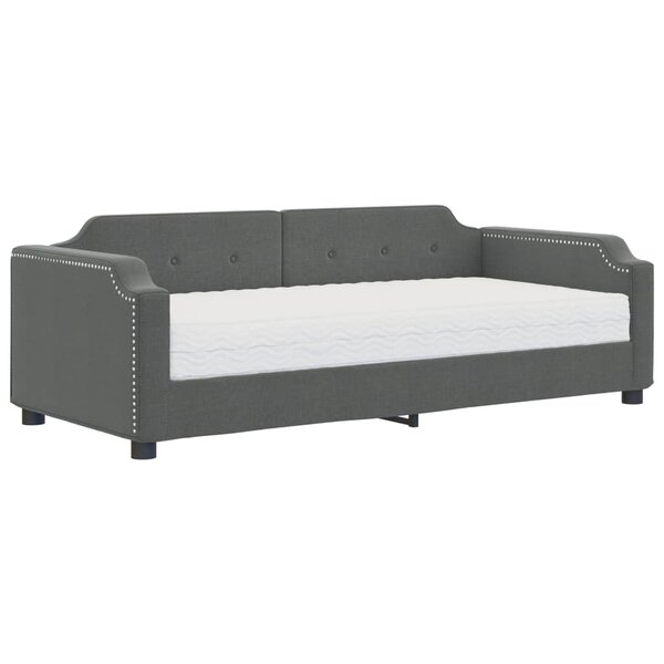 vidaXL Lit de jour avec matelas gris foncé 90x190 cm tissu