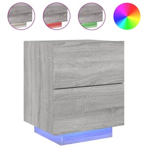 vidaXL Armoire de chevet et lumières LED sonoma gris bois d'ingénierie