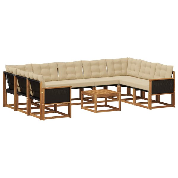 vidaXL Ensemble de canapés d'extérieur 10 pc Naturel et Beige