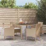 vidaXL Ensemble à manger de jardin avec coussins 5Pièces Beige poly rotin