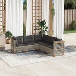 vidaXL Salon de jardin 5 Pièces avec coussins gris résine tressée
