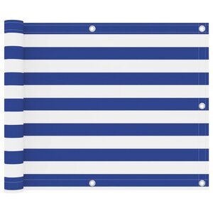 vidaXL Écran de balcon Blanc et bleu 75x300 cm Tissu Oxford