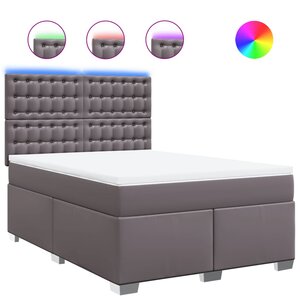 vidaXL Sommier à lattes de lit avec matelas Gris 140x200 cm Similicuir