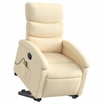 vidaXL Fauteuil inclinable de massage électrique Crème Tissu