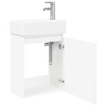 vidaXL Meuble de salle de bain avec robinet Blanc 45 5 x 22 5 x 84 cm