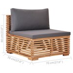Vidaxl canapé de jardin 3 places avec coussins bois de teck solide