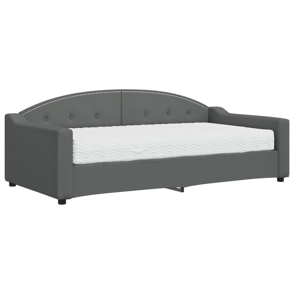 vidaXL Lit de jour avec matelas gris foncé 90x190 cm tissu