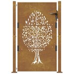 vidaXL Portail de jardin 105x155 cm acier corten conception de l'arbre