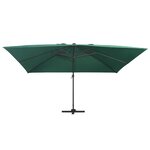 vidaXL Parasol déporté avec lumières LED Aluminium 400x300 cm Vert