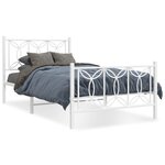 vidaXL Cadre de lit métal sans matelas et pied de lit blanc 107x203 cm