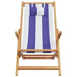 vidaXL Chaises de plage pliantes lot de 2 bleu blanc tissu bois massif