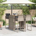 vidaXL Ensemble de bar de jardin 5 Pièces avec coussins gris poly rotin