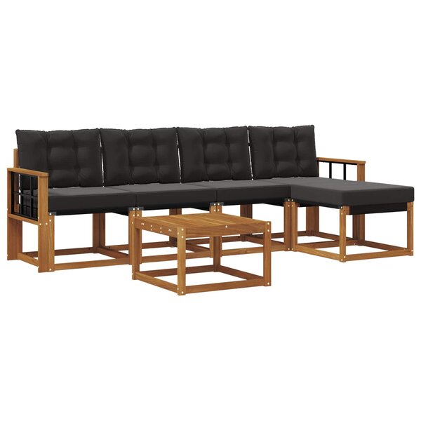 vidaXL Ensemble de canapés d'extérieur 6 pc Naturel et noir