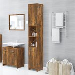 vidaXL Armoire de bain Chêne fumé 30x30x183 5 cm Bois d'ingénierie