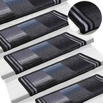 vidaXL Tapis d'escalier autoadhésifs 10 Pièces 65x21x4 cm Noir et gris