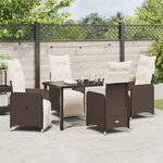 vidaXL Set de Salle à Manger de Jardin 5 Pièces avec Coussins Marron Rattan PE