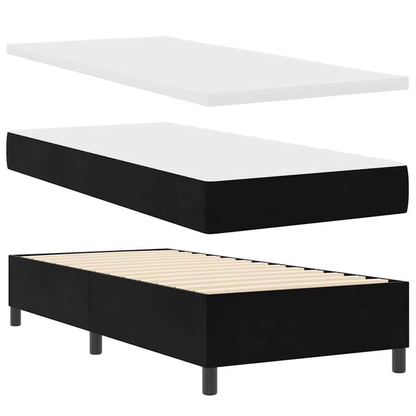 vidaXL Lit à ressorts avec matelas Noir 90 x 200 cm Velours