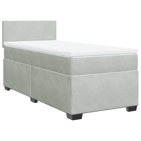 vidaXL Sommier à lattes de lit et matelas Gris clair 90x190 cm Velours