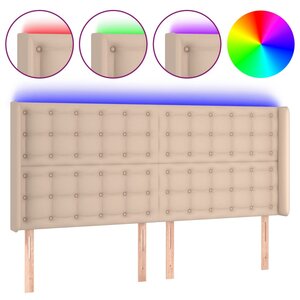 vidaXL Tête de lit à LED Cappuccino 163x16x118/128 cm Similicuir