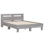 vidaXL Cadre de lit avec tête de lit et LED sonoma gris 120x190 cm