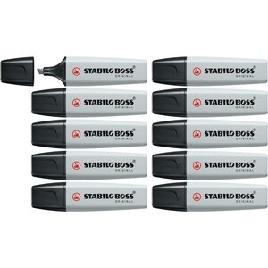 Surligneur BOSS ORIGINAL Pastel pointe Biseau 2 - 5 mm Poudre de Gris x 10 STABILO