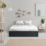 Lit adulte 160 x 200 cm avec coffre de rangement - Simili Noir