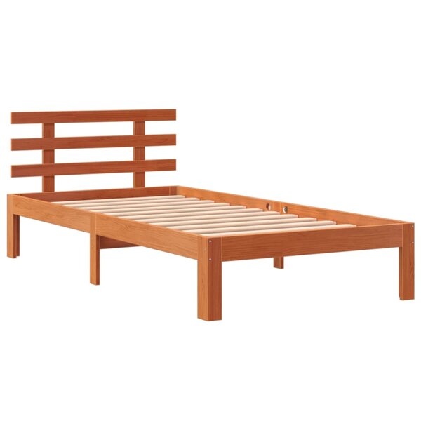 vidaXL Cadre de lit sans matelas cire marron 90x200 cm bois pin massif