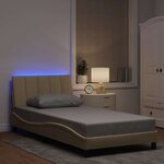vidaXL Cadre de lit sans matelas crème 100x200 cm tissu