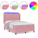 Lit à Lattes vidaXL avec Matelas et LED Rose 140x190 cm Velours