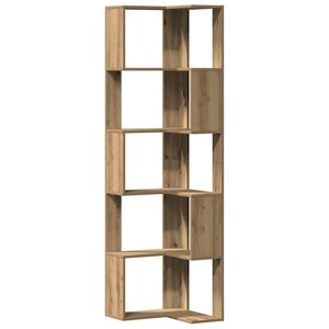vidaXL Bibliothèque d'angle 5 niveaux chêne artisanal bois ingénierie
