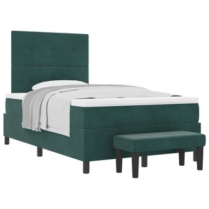 vidaXL Lit à ressorts avec coussin Vert foncé 190 x 120 cm Velours