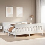 vidaXL Lit bibliothèque sans matelas blanc 200x200 cm bois pin massif