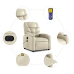 vidaXL Fauteuil de massage inclinable électrique crème similicuir