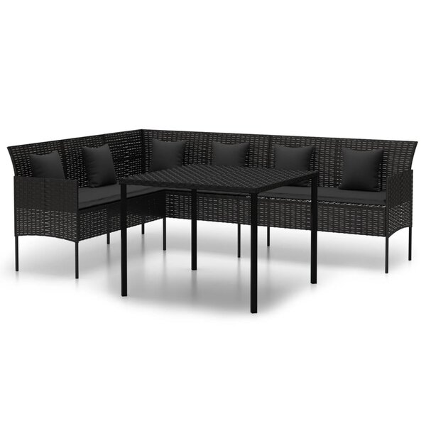 vidaXL Ensemble à manger de jardin coussins 2Pièces noir résine tressée