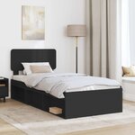 vidaXL Cadre de lit avec tête de lit Noir 90 x 190 cm Pin massif