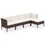 vidaXL Salon de jardin 5 Pièces avec coussins résine tressée marron