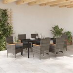 vidaXL Ensemble de salle à manger pour jardin 7 Pièces Gris Poly rotin