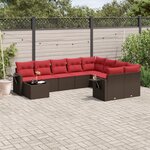 vidaXL Salon de jardin 10 Pièces avec coussins marron résine tressée