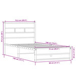 vidaXL Cadre de lit en métal sans matelas chêne sonoma 75x190 cm
