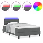 vidaXL Lit à ressorts avec matelas & LED gris foncé 120x190 cm en tissu