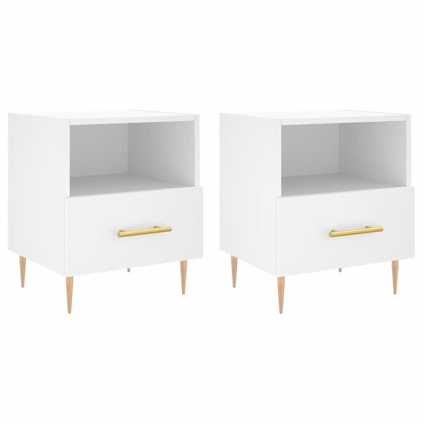 vidaXL Tables de chevet 2 Pièces blanc 40x35x47 5 cm bois d’ingénierie