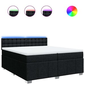 vidaXL Sommier à lattes de lit avec matelas Noir 200x200 cm Tissu