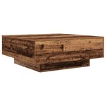 Table basse vidaXL avec lumières LED en bois ancien 80x80x31 cm