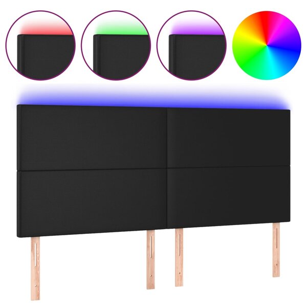 vidaXL Tête de lit à LED Noir 160x5x118/128 cm Similicuir